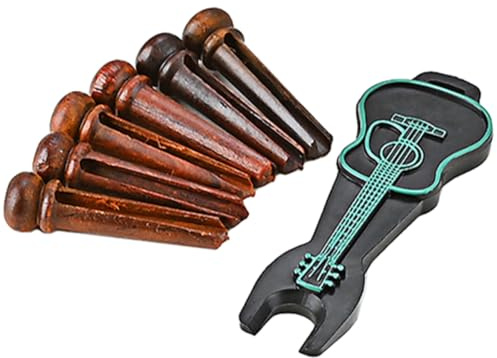 Gitarrenstegstifte 1 Satz mit Gitarrenstegstiftentferner für Gitarre | Holz und Kunststoff, Feine Verarbeitung ohne Grate, Einfache Handhabung und Klare Struktur, 1 Satz
