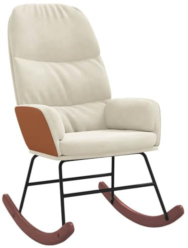vidaXL Schaukelstuhl Samt Creme, Schaukelsessel, Stuhl, Wohnzimmersessel, Schwingsessel, Loungesessel, Lounge Sitzmöbel, Relaxsessel, Relaxstuhl