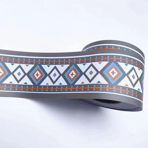 VisitRyl Tapetenbordüre Selbstklebend Graue Diamantform 12cm X 500cm – Einfache Montage für Wände