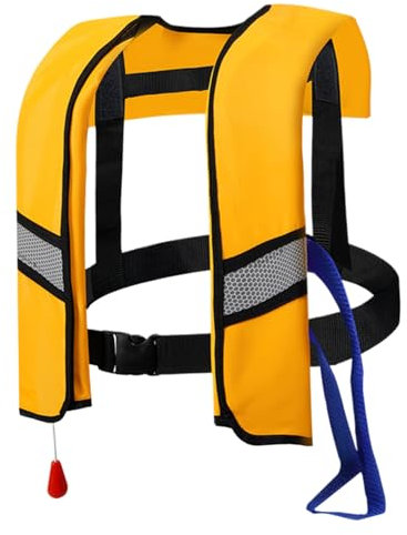 Gilet de Sauvetage Gonflable Automatique, Gilet Gonflable pour Enfants Classic Automatique avec des Bandes réfléchissantes et des sifflets, Pas de cylindres à gaz (Jaune)