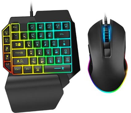 Teclado para Juegos Mano con Retroiluminación Abs Negro | Teclado de Jugador, Teclado con Luces Mano, Fácil de Instalar y Cómodo, para Ocio en Casa y Dormitorio