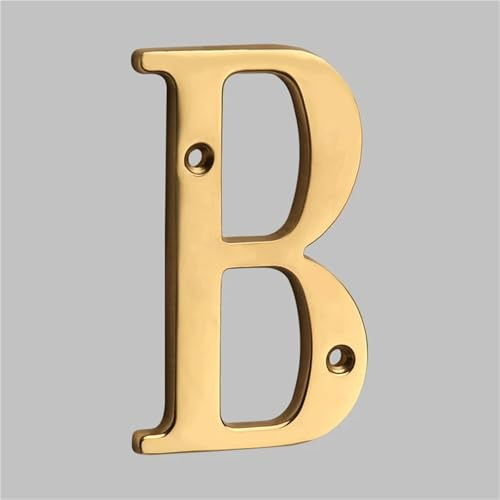 Numeri civici moderni in metallo da 4 pollici con viti in ottone dorato, numero civico in 3D, segno indirizzo per cassetta delle lettere per esterni, casa, appartamento, giardino(B)