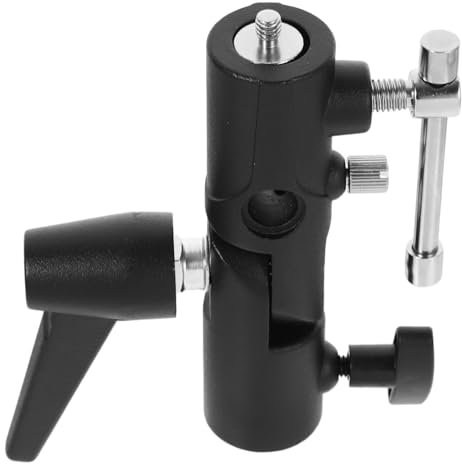 DIYEAH Adaptador Soporte De Flash y Lámpara De Flash Metálico Forma De h para Fotógrafos Profesionales, Diseño Compacto y Ligero, Compatible Trípode Externo y Paraguas Fotográfico, Color Metálico