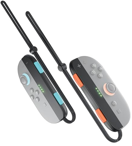 NEWZEROL Switch 2 Joy-Con Wrist Strap (1 Pair), Adjustable Lanyard Black | Adjustable wrist lanyard strap, secure grip, safe motion control, easy install, comfortable active gaming accessory