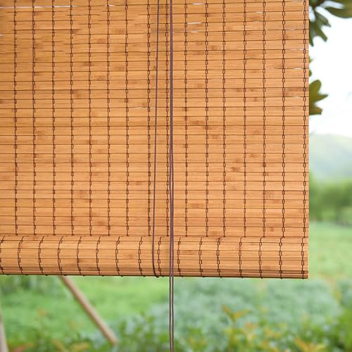 Tende a Rullo in bambù Naturale,Tenda A Pacchetto Retrò, Ombreggiatura Traspirante,per Interni/Esterni,per Finestre/Cancello/Giardino/Veranda