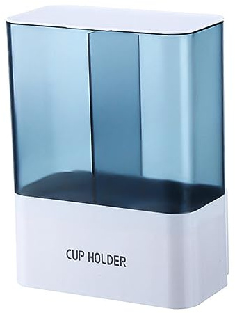 BUGUUYO Dispenser Bicchieri Automatico Design a Doppia Linea in Plastica da Parete Bianco Grande capacità e Supporto Trasparente Salvaspazio per Uso Domestico