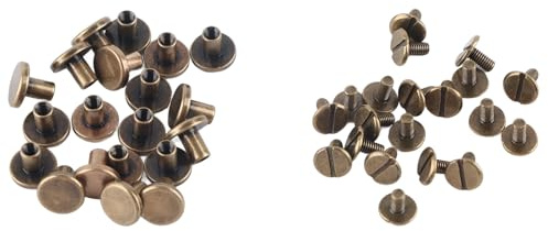 Haosie 20PCS Leather Rivets, 8mm Copper Rivets, Punch Down Tool | Leather Working Kit, Studs Screws for Fabric Clothing Metal Crafting