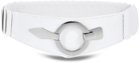 WHIPPY Breit Elastischer Taillengürtel Damen Hüftgürtel Vintage Stretchgürtel mit silberner Ring-Schließe
