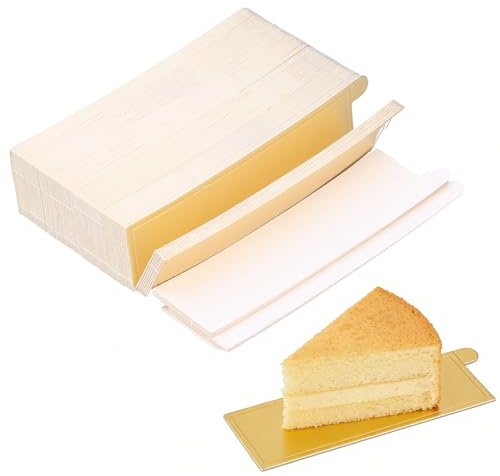 100pcs Golden Mousse Cake Boards – Rectangle Cardboard Cake Bases (13x4cm) | Food-Grade Gold Cardboard Cake Boards With Handle Design For Elegant Dessert Presentation For Cupcakes Wedding Birthday
