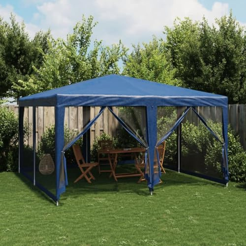 Césped y jardín, estructuras al aire libre, toldos y cenadores, tienda de campaña para fiestas con 8 paredes laterales de malla, color azul, 4 x 4 m de polietileno de alta densidad