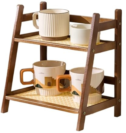 Portabicchieri da caffè – Portabicchieri da appoggio, organizer in ceramica | Caratteristica di design rustico con in legno, tema esposizione cucina, dettaglio del layout del braccio