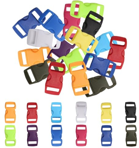 50 Stück Kunststoff Schnallen 10 MM,Klickverschluss & Steckschnalle für Paracord Zubehör,Rucksackgurte und Seil,Paracord Verschluss für Armbänder,Paracord Armband Verschluss,Farb-Mix Ersatzschnalle