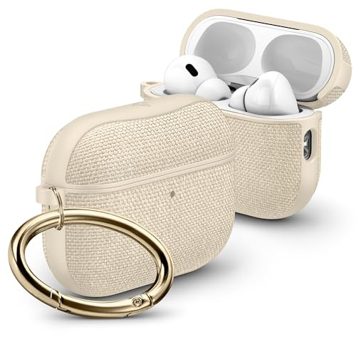 Spigen Urban Fit Hülle für Apple AirPods Pro 3 | PC-Hülle mit Nylonbezug und Karabiner für kratzfreien Schutz für AirPods Pro 3 (2025) – Dünenbeige
