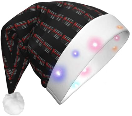 CWYHDUDOH Sombrero de Navidad con diseño de hacha de bombero, diseño de bandera de línea roja, unisex, para adultos, para decoración de fiestas, accesorio de disfraz de vacaciones