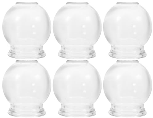 MOLUCKFU Ensemble de 6 Ventouses en Verre pour Massage et Thérapie par Ventouses, Tasses de Massage en Verre Épaisses, Soulagement Musculaire et Articulaire à Forte Aspiration