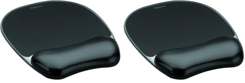 Fellowes Tappetino mouse poggiapolsi, tappetino mouse in Gel Crystals con base in gomma antiscivolo, mouse pad ergonomico per computer, home office, compatibile con mouse laser e ottici, colore nero