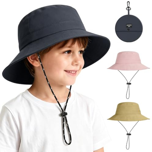 MELLIEX Bob Bébé Enfant, Chapeau de Soleil pour Bebe Fille Garcon 2-6 Ans | Chapeau Bebe Anti-UV UPF 50+, Large Bord, Pliable, Ajustable, Imperméable et Coupe-Vent, pour Activités de Plein Air