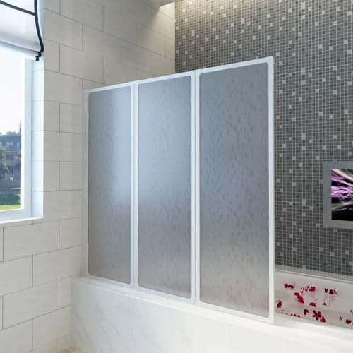 Mampara de bañera plegable de 3 paneles, división de ducha ajustable de vidrio templado, decoración moderna de baño, 141 x 132 cm, panel de ducha plegable que ahorra espacio