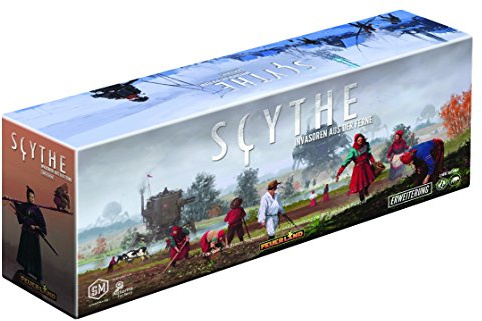 Feuerland Spiele 11 - Scythe Invasoren aus der Ferne | 1. Erweiterung zu Scythe, 2 neue Fraktionen, damit Scythe jetzt von 1-7 Personen spielbar, neue Interaktion