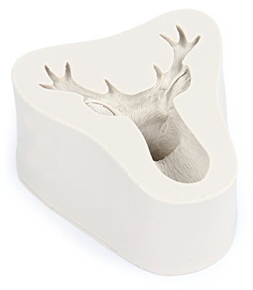 Evilandat Silikon Backform 3D Hirschkopf Schokoladenform Hirsch Kopf Fondant Cookie Backen Form für DIY Cupcake und Weihnachten Kuchen Dekoration Grau