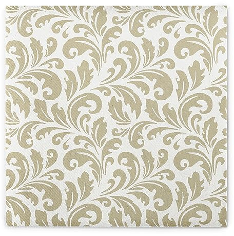 Sovie HORECA Linclass Airlaid Servietten 40x40cm, Ideal für Geburtstage Gastronomie und Hochzeiten, stillvolle elegante Ornamentstruktur, 50 Stück, CARLO in Champagner-Hellbraun