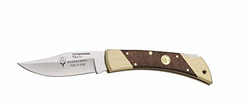 Muela Navaja 25-M hoja de acero ACX-380 de 9 cm y empuñadura de madera natural para Caza, Pesca, Supervivencia y Bushcraft - Realizado en Ciudad Real