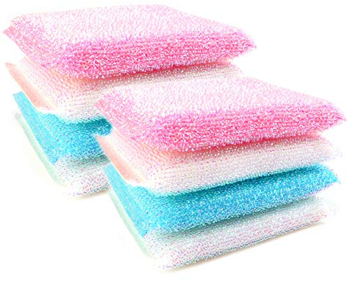 8X Non Scratch Pearl Scouring Sponge Pads Designed for Non Stick Pots & Pans Gentle & Friendly
