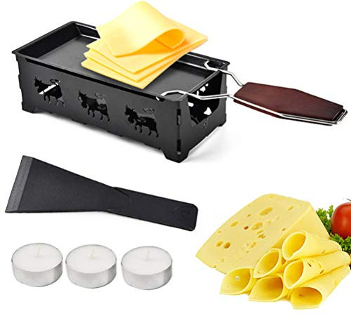 Knowooh Mini Raclettes Faltbares Teelicht Raclette mit Schaber Antihaft Backblech Verwenden für Outdoor Camping Garten