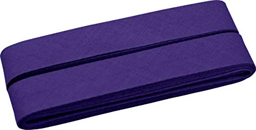Unifarbenes Schrägband, Baumwolle, vorgefalzt, 20 mm breit - 2 Packungen á 5 Meter, Lila dunkel