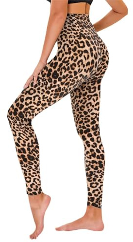 TNNZEET High Waist Leggings Damen Elastische Leggins Weiche Sporthose für Sport Gym,Leopard,L-XL