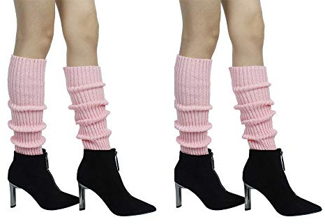 CHENGZI Beinwärmer, gerippte Strick-Beinwärmer für Damen und Mädchen, 2 Paar, für Kostüme, Partys, Sport und Yoga, rose, One size
