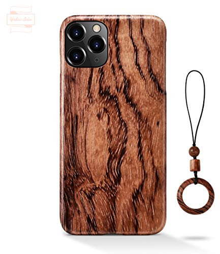 Yidai-Silu Coque iPhone X/XS Etui en Bois 【Œuvre d'art, Ultra-Fine 0,8mm】 Housse Case en Fibre d’Aramide de Protection Coque Antichoc pour iPhone X/XS 5,8” - Bois de Rose