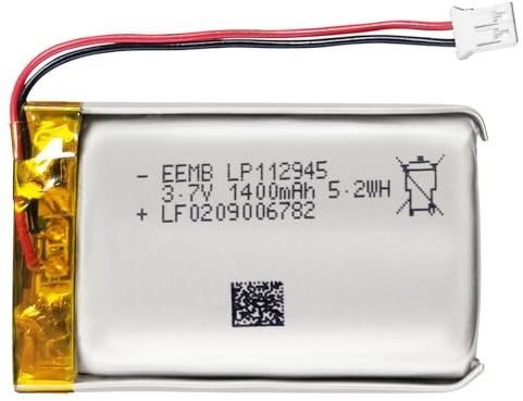 EEMB 3.7V Lipo Battery 1400mAh 112945 Lithium Polymer ion Battery Rechargeable Lithium ion Polymer Battery with JST Connector Make Sure Device Polarity Matches with Battery Before Purchase!