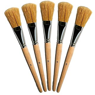 5er-Pack Universalpinsel Größe 5 mit Holzstiel und Naturborsten | (ca. 35 mm Borstenbreite) Für Haushalt, Kunst, Hobby, Schule und Handwerk, Profi-Qualität Made in Germany!