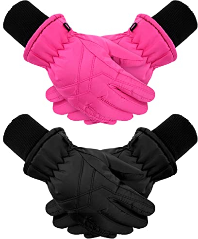 SATINIOR 2 Paar Kinder Winter Skihandschuhe Winddichte Kleinkinder Snowboard Handschuhe Kinder Schneehandschuhe (4-7 Jahre)