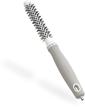 Olivia Garden Expert Blowout Shine – Weiß & Grau - 15 - Runde, antistatische Keramikbürste für glänzende und frizzfreie Blowouts