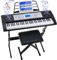 MAMIZO 61 Tasten Keyboard Piano Kit mit Ständer & Hocker,Digital Keyboard für Anfänger, Keyboard Kinder, E Piano mit 300 Klänge, 3-Stufen-Lehrmodus, LCD-Display, Notenständer