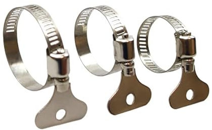 15pcs Mixed Pack 304 Stainless Steel Hose Clamps, Adjustable Thumb Screw Key Type Clamps, (10-16mm, 16-25mm, 21-38mm) Size 5pcs each, Great for plumbing, automotive and mechanical applications