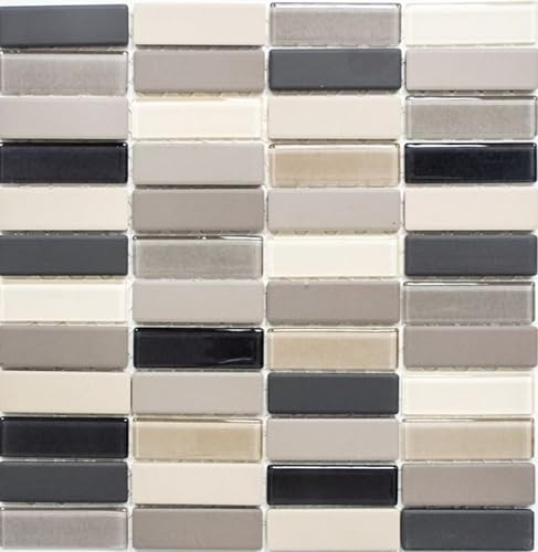 Mosaïque MOS24-CUSTG61_f Carrelage en céramique beige clair gris baguettes non émaillées