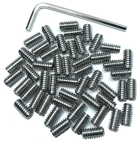 ZDingTech 50pcs Set Screws 1/4-28 x 1/2 inch 304 Stainless Steel Allen Head Hex Hexagon Socket Set Screws with 1/8 Allen Wrench,Set Grub Screws Hex Allen Head Socket Set Screws.(1/2 Length)