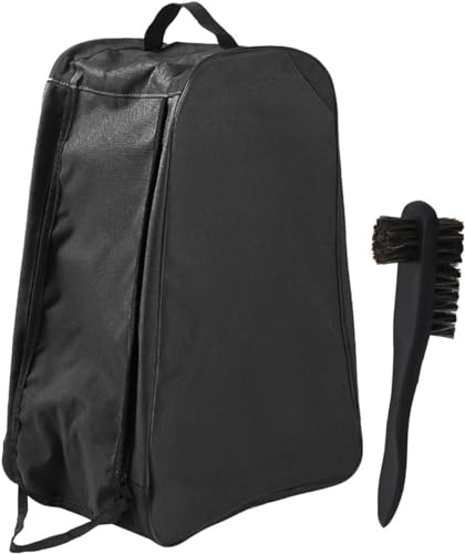 Buystarget Wellington Boot Storage Bag Dual Zippered With Cleaning Brush & Carry Handle Welly Walking Hiking Work Football Wellie Shoe Boot Bag Travel Luggage Carry Case Water & Dust Resistant (Black)