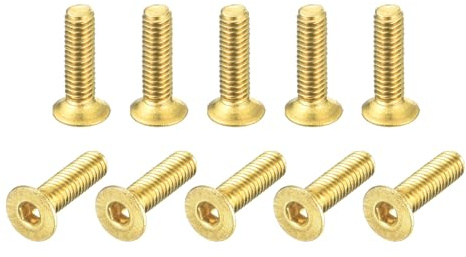 QUARKZMAN 48 Stück Senkkopf-Innensechskantschrauben, M2.5-0.45 x 10mm Messing Senkkopfschrauben Innensechskant Antrieb Befestigungsschrauben