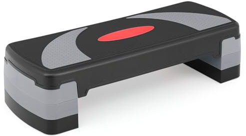 MADOG 31 Aerobics Stepper Platform with Stackable Risers, 4 inch-6 inch-8 inch, Workout Steppers for Exercise at Home, Stable & Non-slip Design, Black/Gray