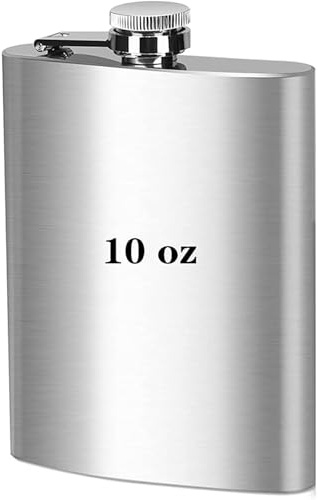YuanYouTong 10oz Hip Flask for Women Men, Stainless Steel Pocket Flask Whisky Flask, Portable Silver Liquor Flagon for Climbing Camping Barbecue Bar Party Drinker