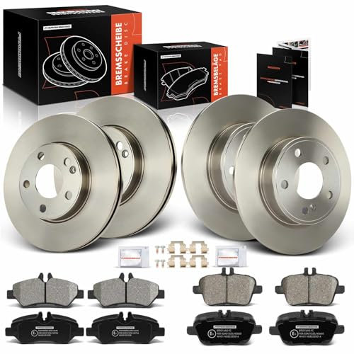 Frankberg Bremsensatz inkl. 4x Bremsscheiben + 8x Bremsbeläge Vorne Hinten Kompatibel mit B-Klasse W242 W246 A-Klasse W176 Replace# 0044206920, 0064207920