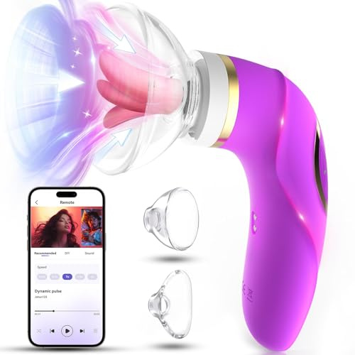 Vibration für Frauen Dildo Vibrator Sex Spielzeug für Paare Klitoris Lecken Sauger mit APP, Vibratorensets für Frauen Brust-Massagegeräte mit 8 Saugen 5 Zungemodi Sex Spielzeug für die Frau Sex Toy