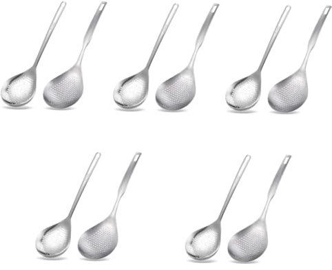 Alipis 10 Piezas colador de pimienta Coladores para freír Skimmers de cocina espumadera para pasta cuchara colador de aceite colador con mango escurridor de pasta acero inoxidable 304