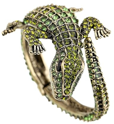 Amagogo Bracciale Aperto, Bracciale Avvolgente in Coccodrillo, Bracciale Avvolgente, Bracciale Rigido per Matrimonio, Festa, Moglie, Ragazze, Verde
