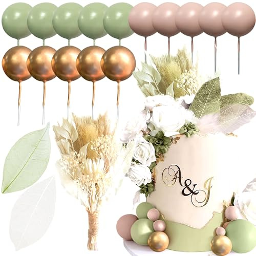 JeVenis Boho Cake Toppers Sage Green Cake Decorations Flowers Cake Decor | Floral Cake Topper Flower Cake Topper for Wedding Baby Shower Birthday Party