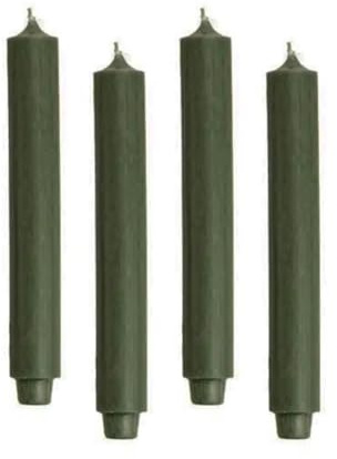 ukiyo 4er Pack Rustikale Stabkerzen H:30 cm Ø:3,2 cm - 21 Stunden Brenndauer - Dicke Kerzen Dinnerkerzen Tafelkerzen Kirchenkerzen, Farbe:Tannengrün